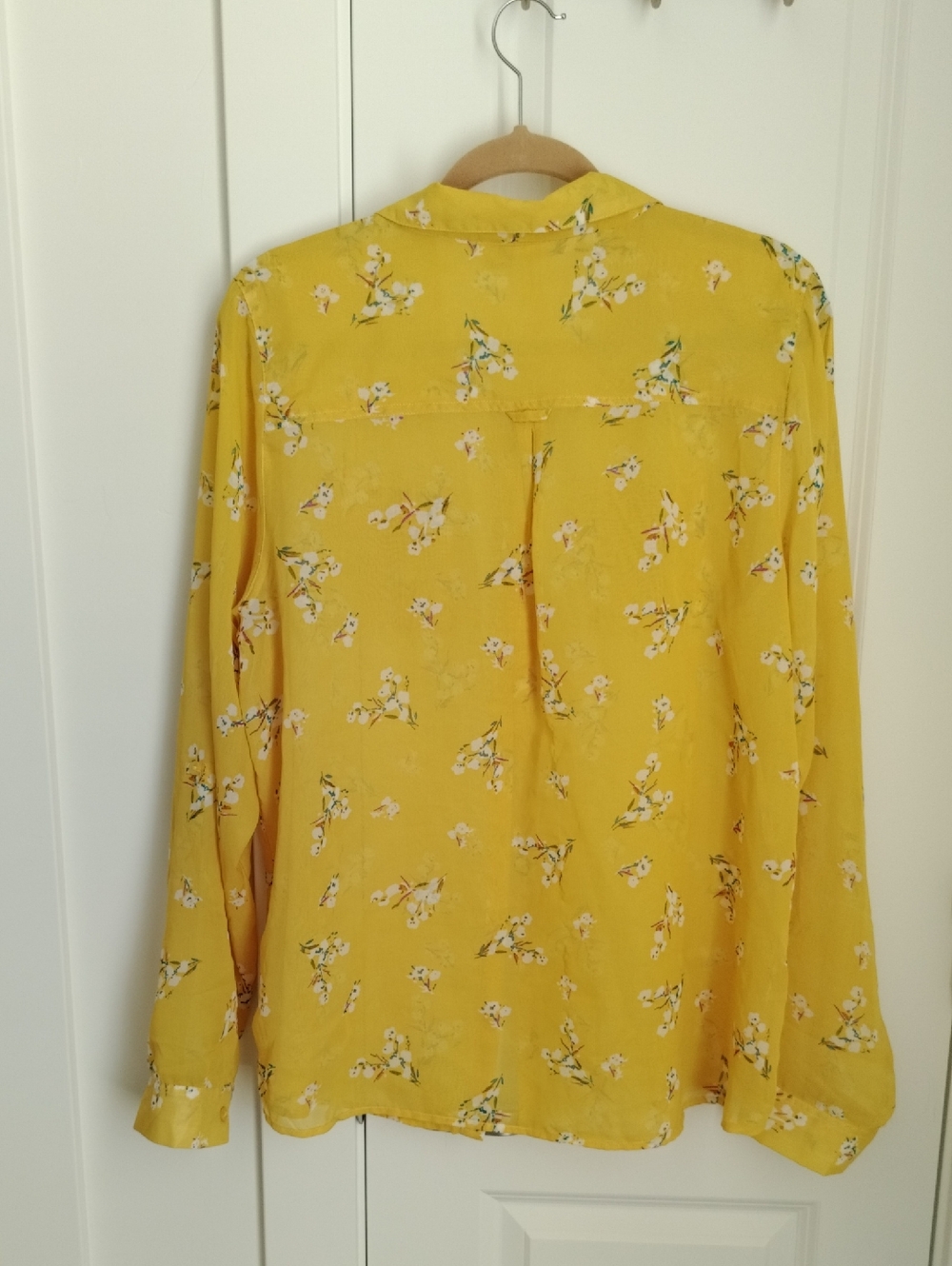 Ms. Bella D Yellow Floral Button-Up Sheer Blouse - Picture 3 of 4
